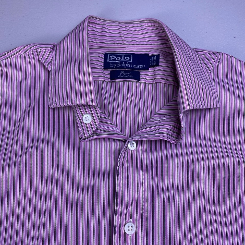 90s Polo by Ralph Lauren Shirt 15.5 34 Mens L/S Button Up Regent Pink Striped